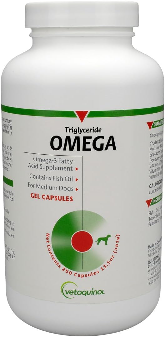 Vetoquinol Triglyceride Omega - Fish Oil for – Healthy Skin and Coat: Omega-3s help nourish the skin and reduce – Image 1