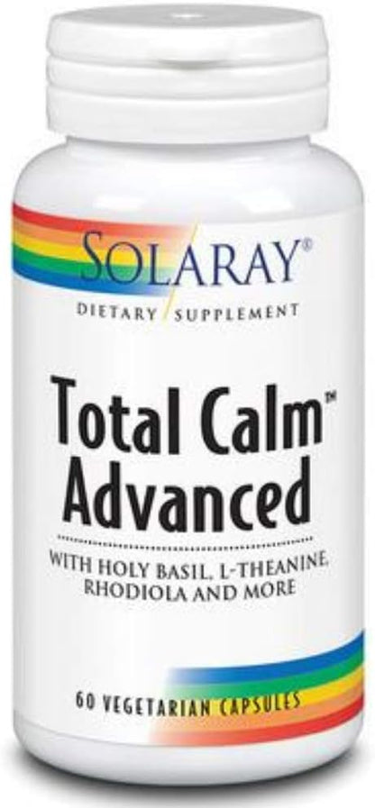 SOLARAY Total Calm Advanced - Nervous System & Cellular Energy Support with Holy Basil, L-Theanine, Rhodiola Rosea, and Vitamin B12