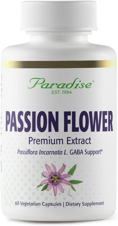 Paradise Herbs Passion Flower Supplement - Super-Potent, Ultra-Pure - 60 Vegetarian Capsules