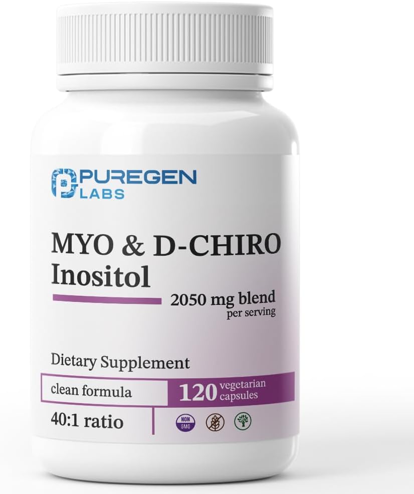 Puregen Labs Inositol Supplement - Myo-Inositol & D-Chiro-Inositol 2050 mg - 240 Veggie Caps (2 Pack) - görsel 6