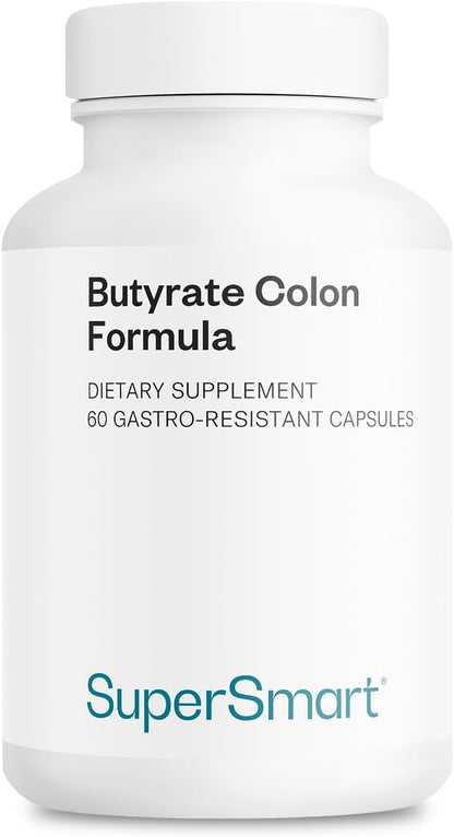 Supersmart Butyrate Colon Formula (Advanced Formula) with Turmeric, MicrobiomeX & Peppermint Oil, Vegan & Gluten-free - 60 Gastro-Resistant Capsules