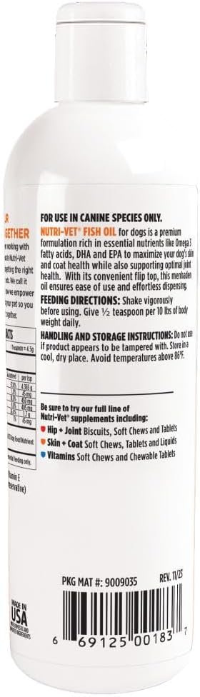 Nutri-Vet Fish Oil Supplement for Dogs, Skin and Coat Health, Menhaden Formula, 16 oz (473 ml)