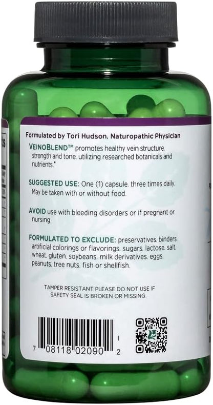 Vitanica VeinoBlend – Circulation Support with Bromelain, Gotu Kola and Vitamin C – 90 Capsules