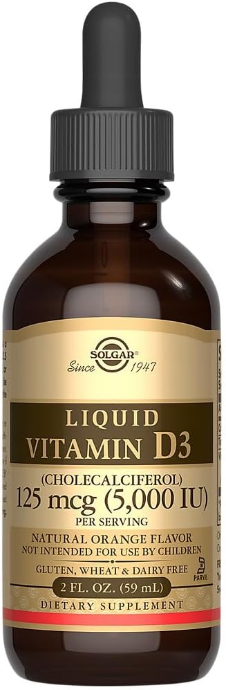 Solgar Liquid Vitamin D3 125 mcg (5,000 IU), 59 ml - Natural Orange Flavour