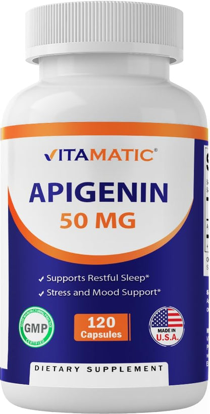Vitamatic Apigenin 50mg - 120 Vegetarian Capsules (Pack of 2, 240 Total)