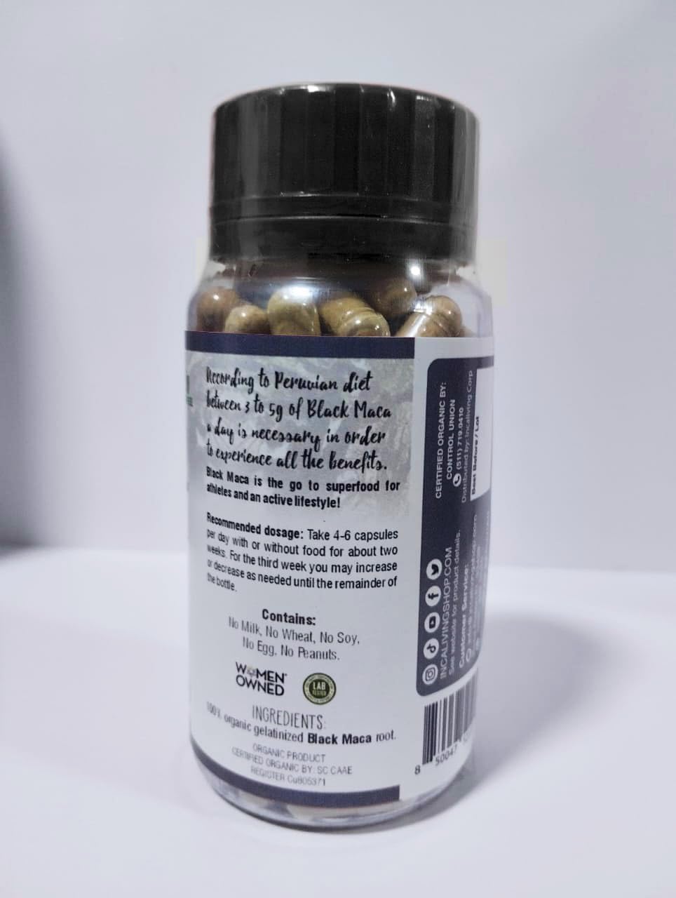 Incaliving Premium Black Maca Veggie Capsules – 120 Count, Organic Peruvian Maca - görsel 3