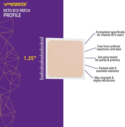 VitaPatch Keto Patch with B12 Methylcobalamin and Guarana - 30 Day Supply