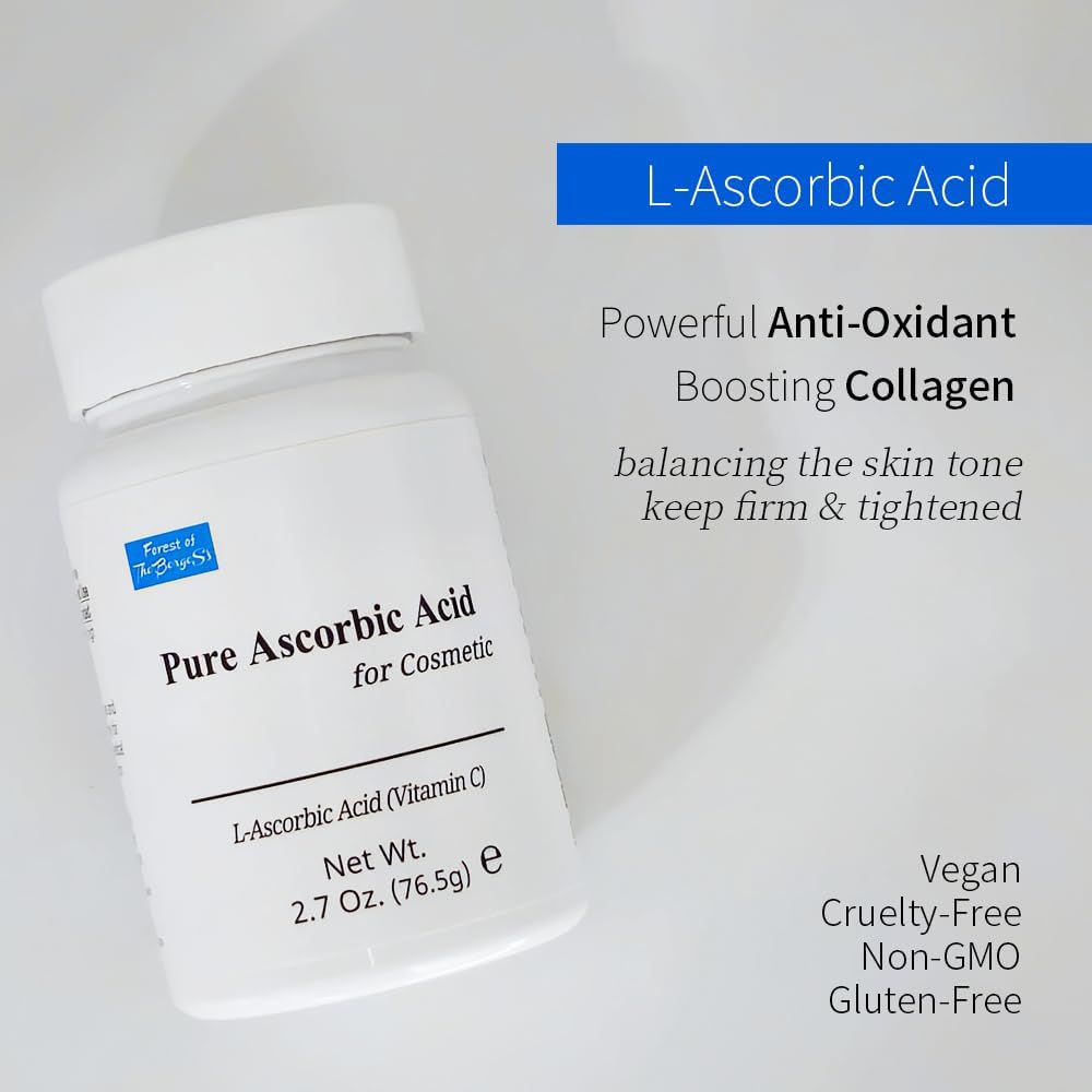 FOREST OF THE BORGES'S Pure Ascorbic Acid Cosmetic - 2.7 oz (76.5g) Vitamin C Powder for Face & Topical Uses - görsel 7