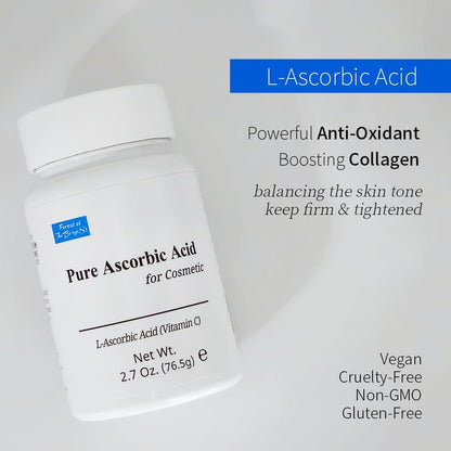 FOREST OF THE BORGES'S Pure Ascorbic Acid Cosmetic - 2.7 oz (76.5g) Vitamin C Powder for Face & Topical Uses