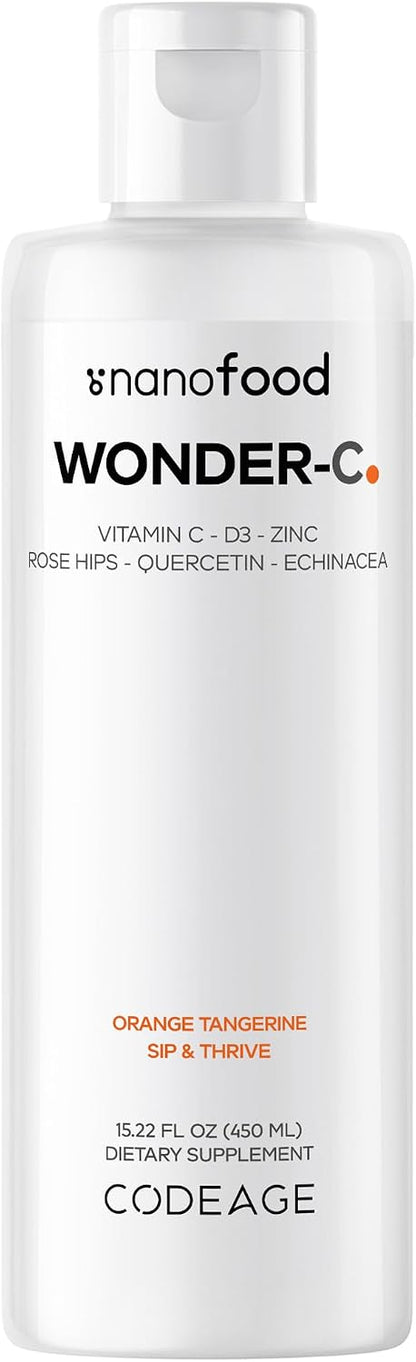 Codeage Liquid Vitamin C 1000 mg with D3, E, Zinc, Rose Hips, Quercetin, Echinacea - 450 ml