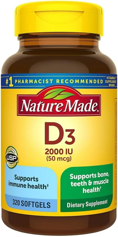 Nature Made Vitamin D3 2000 IU Liquid Softgels, 90 Count