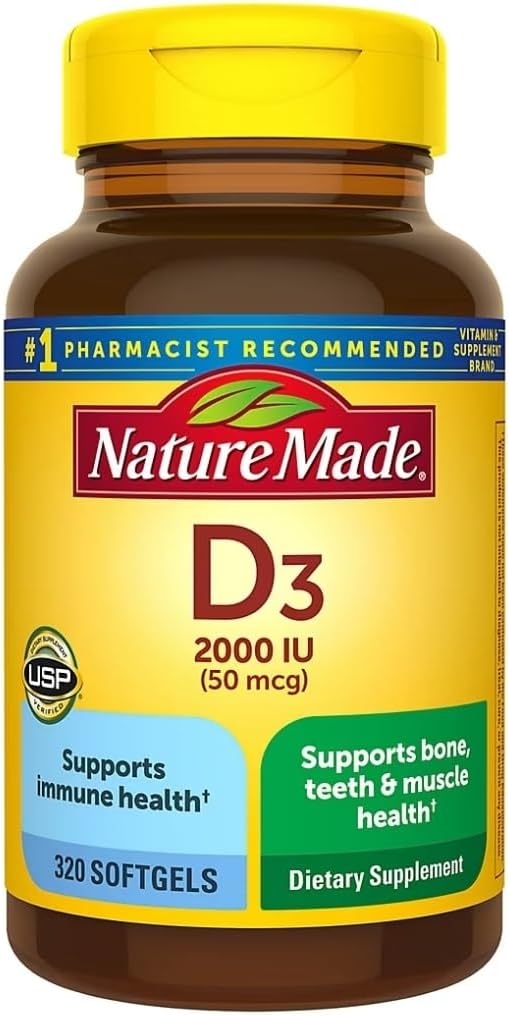Nature Made Vitamin D3 2000 IU Softgels, 320 Capsules - görsel 1