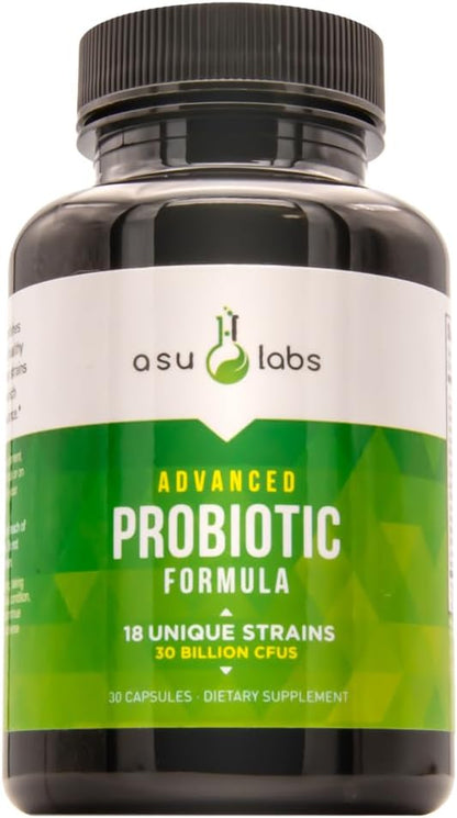 ASULABS® Advanced Probiotic Formula with 18 Clinically Selected Strains for Digestive Comfort – 30 Vegetarian Capsules