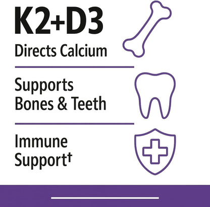 Webber Naturals K2 + D3 120 mcg/1000 IU - 220 Soft gel capsules