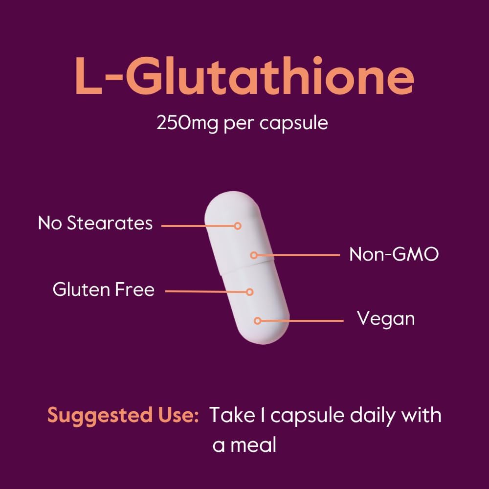 BESTVITE L-Glutathione 250 mg (60 Vegetarian Capsules) - No Stearates - Vegan - Non-GMO - Gluten-free - görsel 5