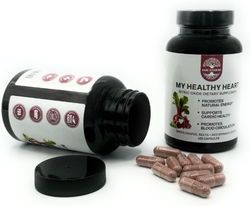BARE VITAMINS My Healthy Heart – Nitric Oxide Supplement for Cardiovascular Support (120 Capsules) - görsel 2