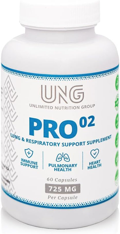 UNG Pro-O2 Lung & Respiratory Support Supplement - 725 mg, 60 Capsules