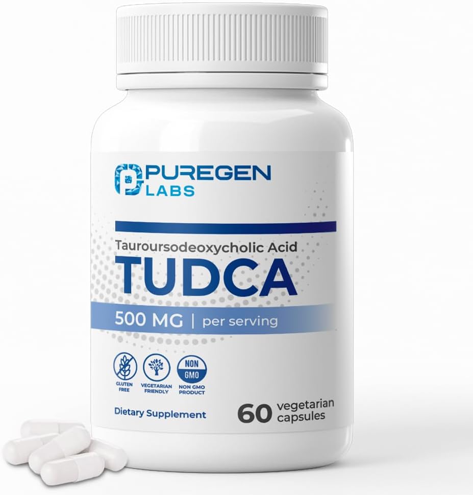 Puregen Labs TUDCA (Tauroursodeoxycholic Acid) 500mg per Serving - Bile Salts Liver Health Support - No Harmful Additives - Non-GMO - Gluten-free - 60 Vegetarian Capsules - görsel 6