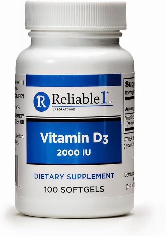 Reliable 1 Laboratories Vitamin D3 2000 IU Softgels, 100 Count - görsel 1