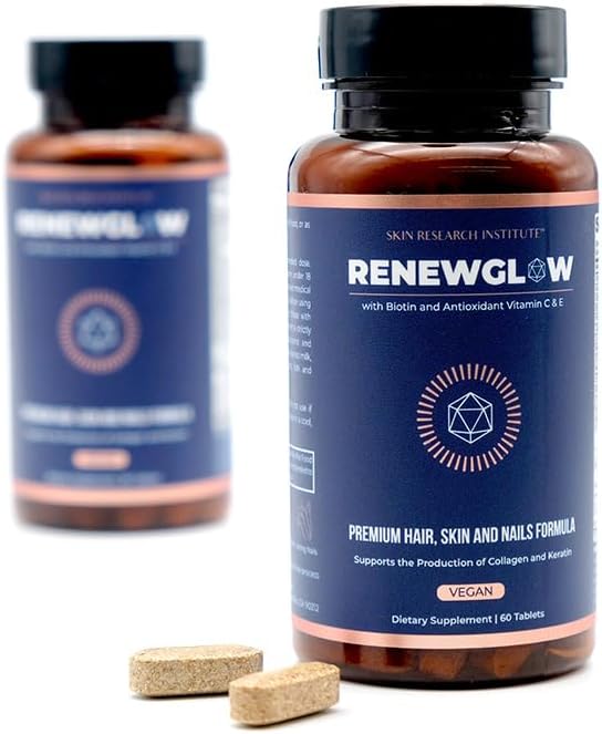 SRILabs Renewglow Biotin 5000mcg Hair, Skin and Nails Supplement for Women Over 40 - Gotu Kola, Vitamin E, C, Zinc for Normal Hair, Skin and Nails - görsel 6