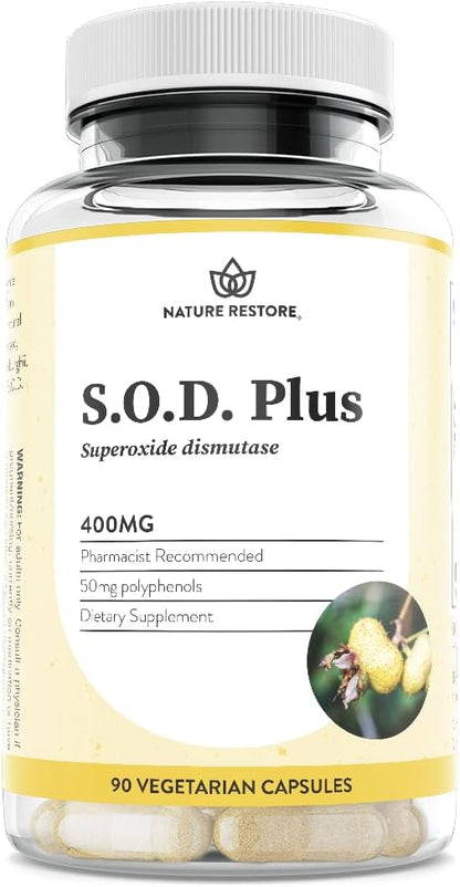 Superoxide Dismutase (SOD) Supplement - High SOD-Like Activity Enzyme, Vegan, 90 Capsules