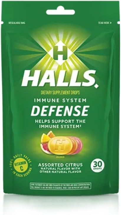 Halls Defence Vitamin C Assorted Citrus Supplement Lozenges - 30 Lozenges
