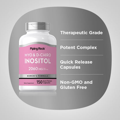 Piping Rock Myo-Inositol & D-Chiro Inositol Supplement | 150 Capsules | Complex Formula for Women | Non-GMO, Gluten-Free