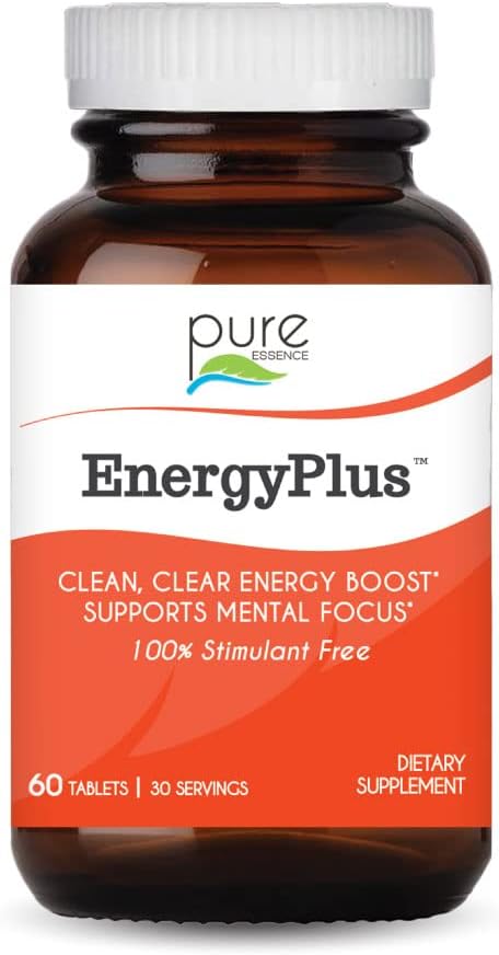 Energy Plus by Pure Essence - Caffeine Free, All Natural Herbal Energy and Focus Supplement - Smooth, No Jitters, No Energy Crash - 120 Tablets - görsel 7