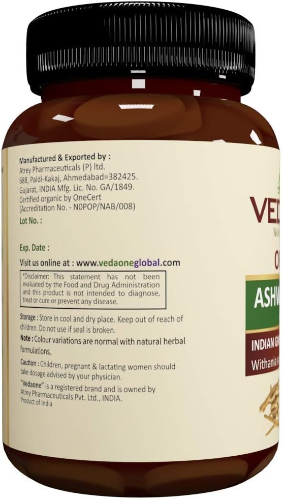 VEDAONE Organic Ashwagandha Tablets - 750mg, 60 Count - görsel 3