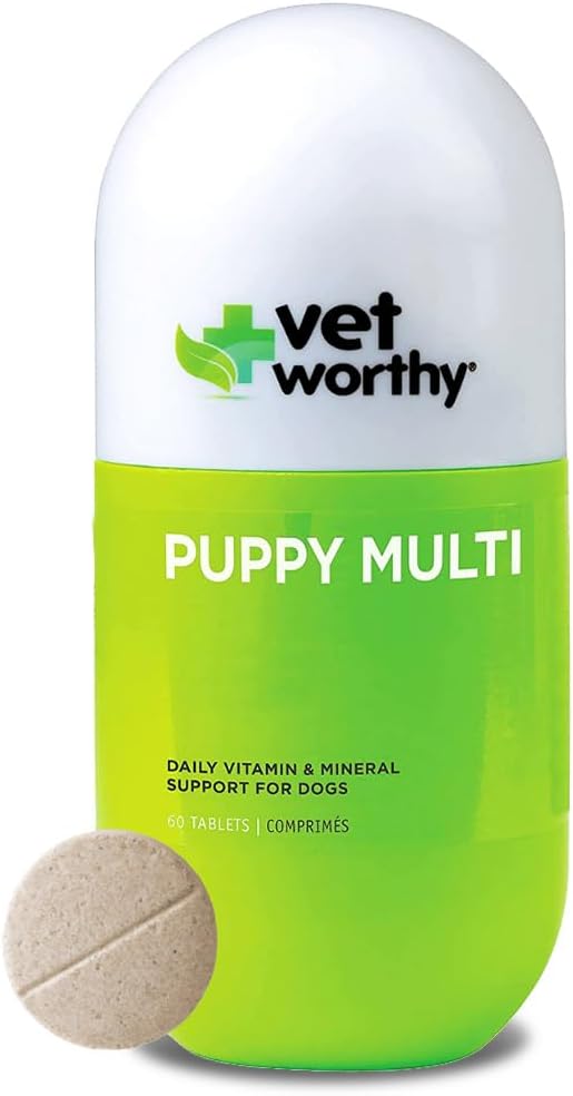 Puppy MultiVitamins - Multivitamin for Puppies to Support Optimum Health & Overall Wellbeing - Dog Supplement with Iron, Magnesium, Zinc, Vitamin A, B Vitamins - Liver Flavour, 60 Chewable Tablets - görsel 1
