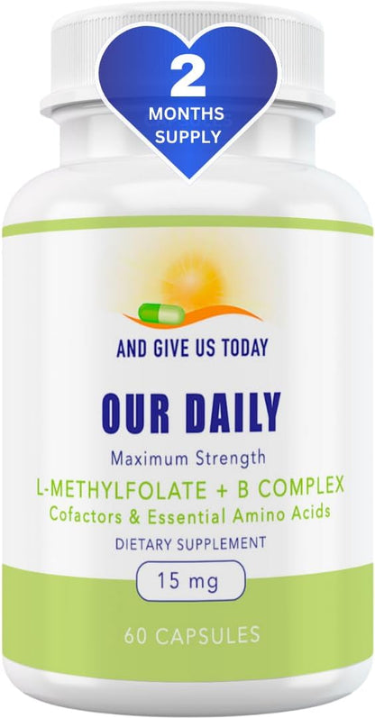 Our Daily Vites L-Methylfolate B Complex - Active Folate, Methylcobalamin, B6, Glycine - 60 Capsules