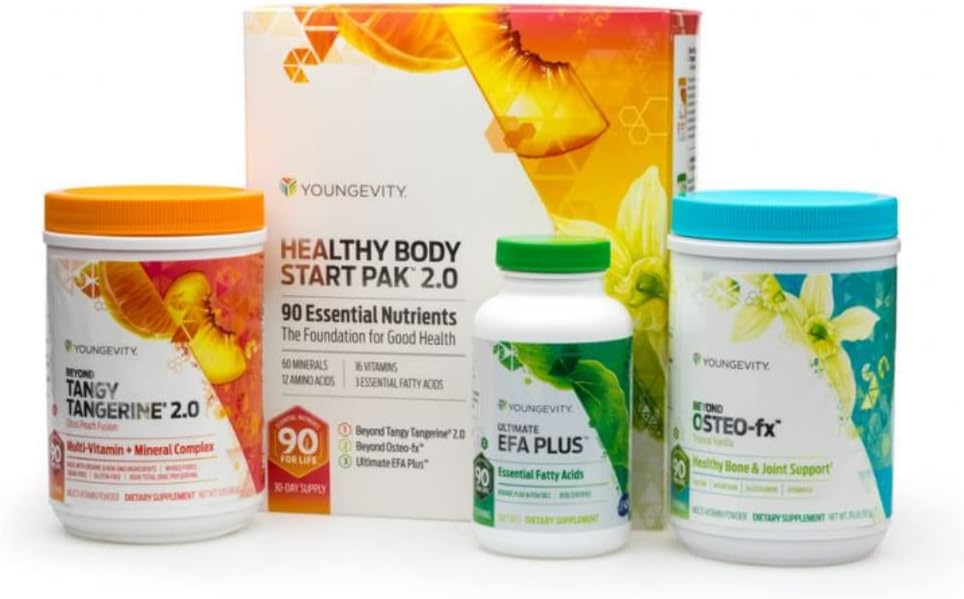 Youngevity Healthy Body Start Pak 2.0 | Complete All-in-One Nutrition | 60 Minerals, 16 Vitamins, 12 Amino Acids, 6 Essential Fatty Acids | Whole Foods, Pre/Probiotics + Bone Formula - görsel 1