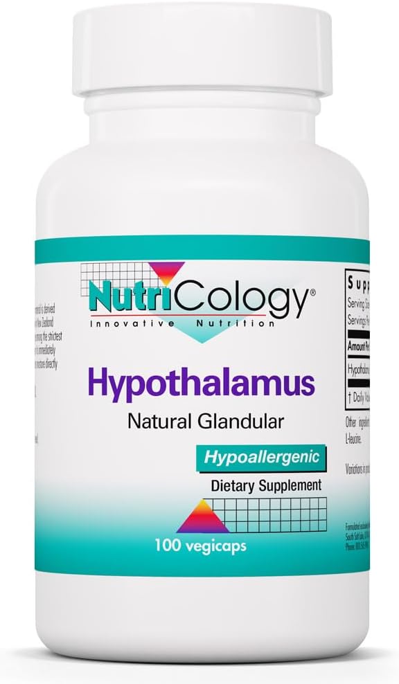 Nutricology Hypothalamus - Bovine Glandular Supplement - 500 mg - 100 Vegetable Capsules - görsel 1