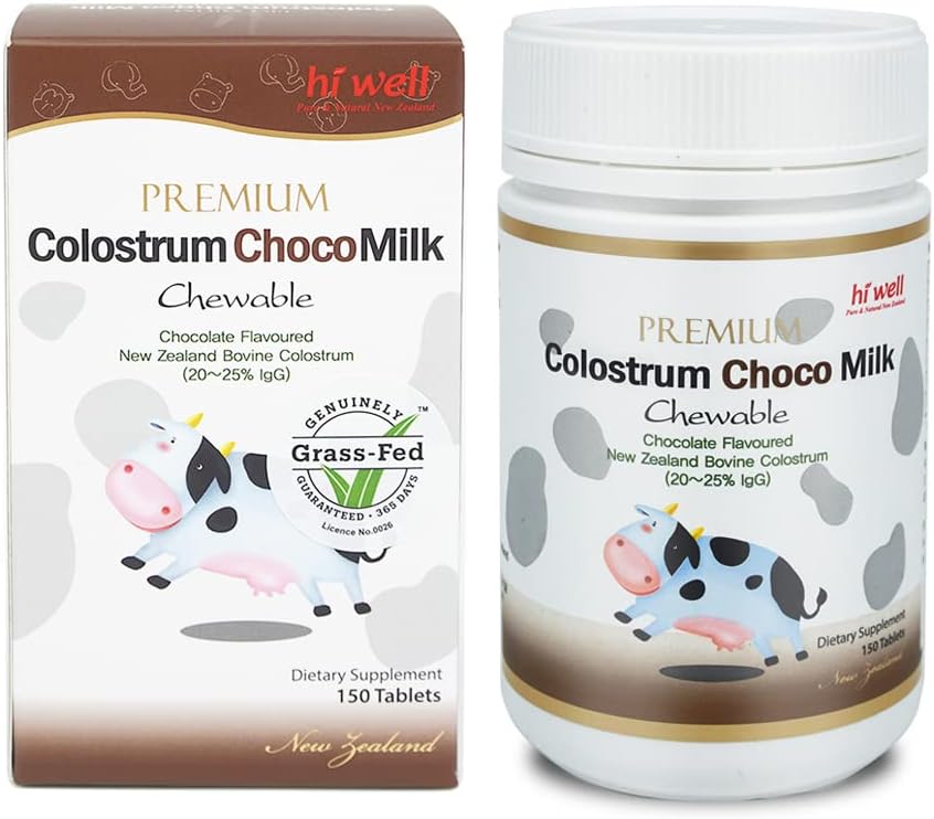 HI WELL Premium Grass-Fed Colostrum Choco Milk 150 Tablets - görsel 1