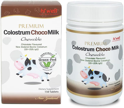 HI WELL Premium Grass-Fed Colostrum Choco Milk 150 Tablets
