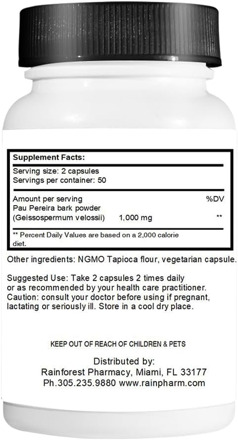 Rainforest Pau Pereira 100 Vegetarian Capsules/500 mg - görsel 3