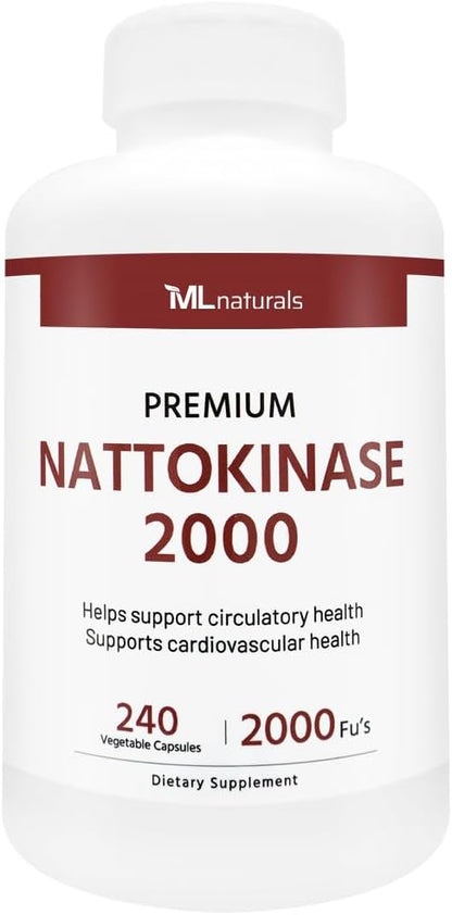ML Naturals Nattokinase 2000 FU (Per Serving) – 120 Vegetable Capsules – Non-GMO – Supports Circulatory & Cardiovascular Health