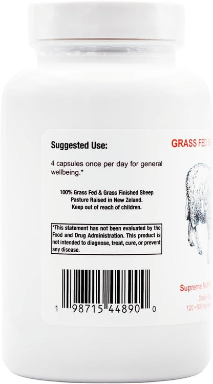 Supreme Nutrition Grass Fed Sheep Heart - 120 Pure Ovine Heart Capsules
