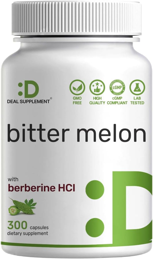 DEAL SUPPLEMENT Bitter Melon & Berberine Food Supplement, 15,000mg per Serving, 300 Capsules