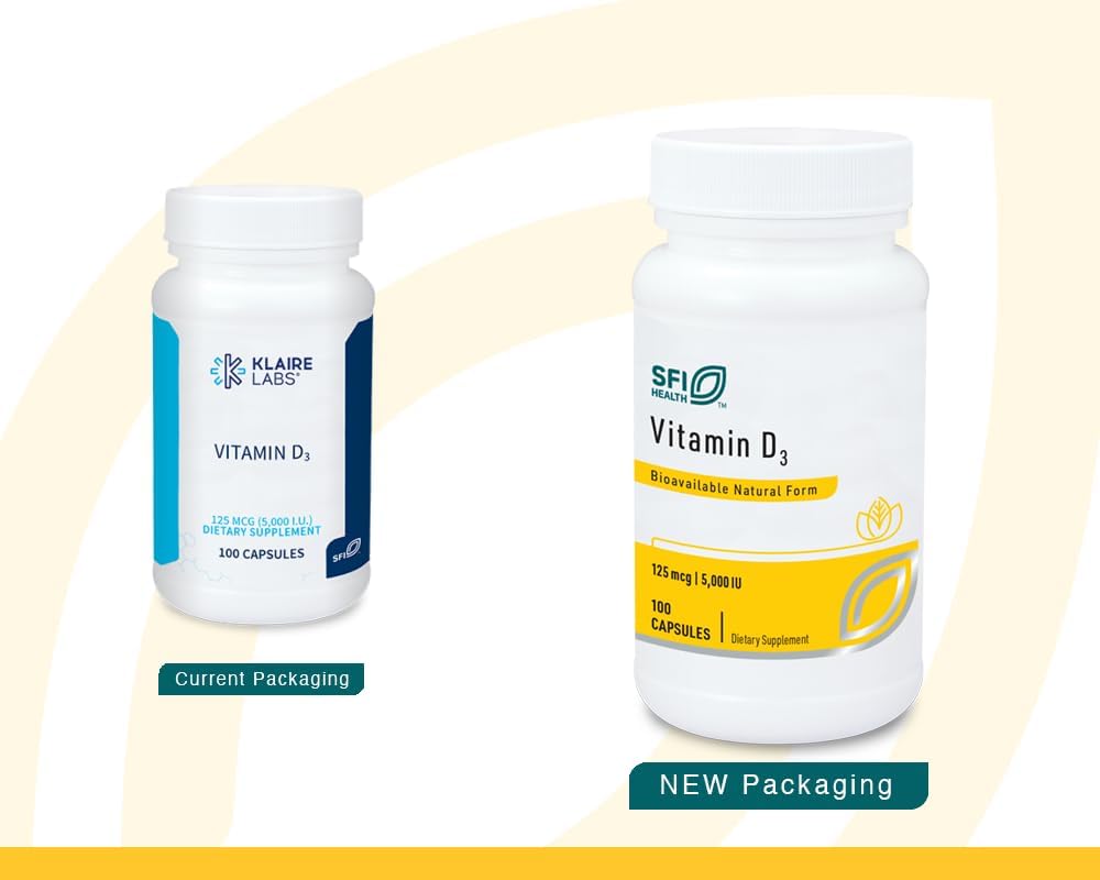 Klaire Labs SFI Health Vitamin D3 5000 IU – 100 Capsules - görsel 2