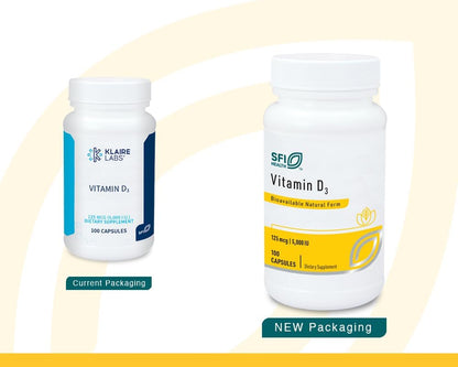 Klaire Labs SFI Health Vitamin D3 5000 IU – 100 Capsules