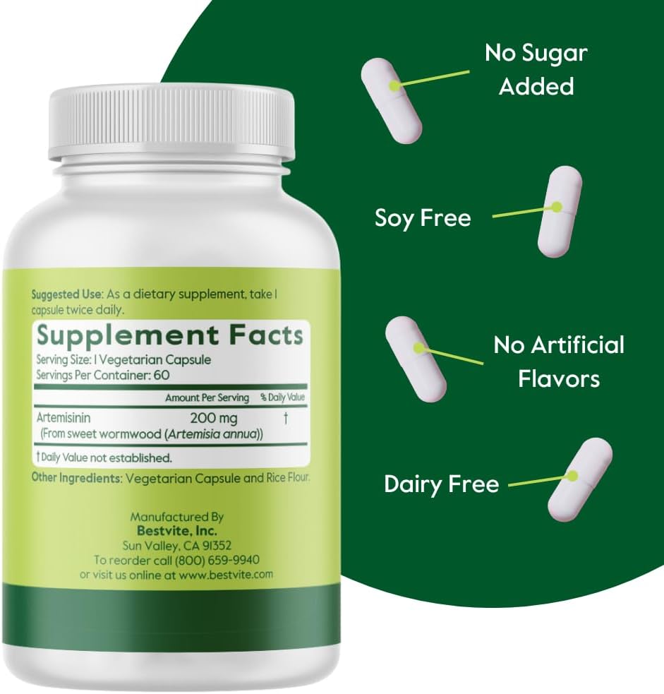 BESTVITE Artemisinin 200mg - 60 Vegetarian Capsules - görsel 3