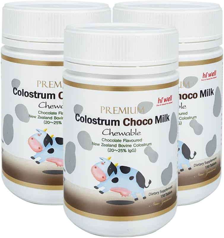 (Pack of 3) Hi Well Premium Grass-Fed Colostrum Choco 150 Tablets - görsel 1