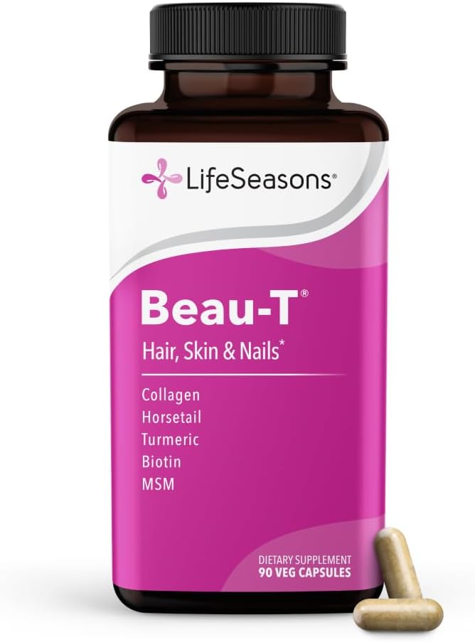 LifeSeasons Beau-T Hair, Skin & Nails Supplement with Biotin, Collagen, Turmeric - 90 Capsules - görsel 1
