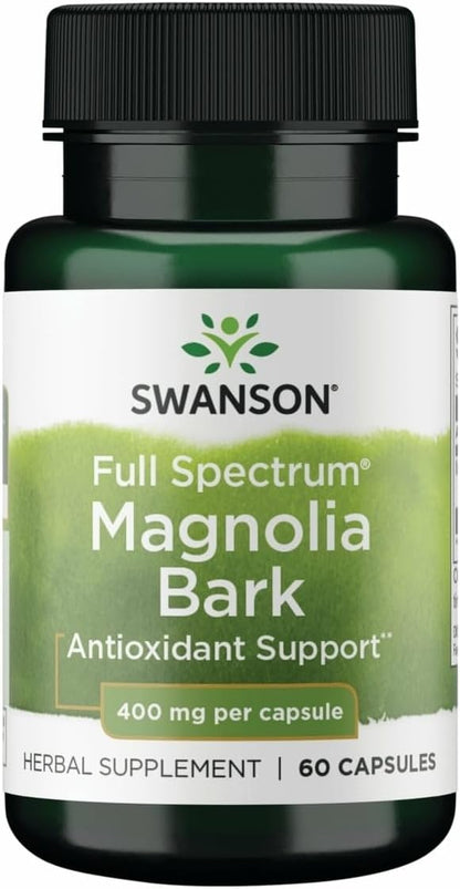 Swanson Magnolia Bark - Herbal Supplement, 60 Capsules (400mg Each)