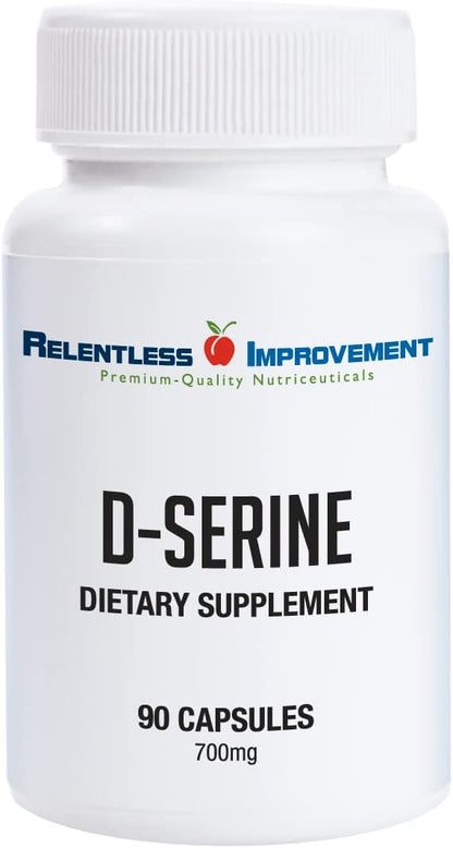 Relentless Improvement D-Serine – Amino Acid for Cognitive Support, Nerve Health & Mood Balance – 90 Veg Capsules, 700mg