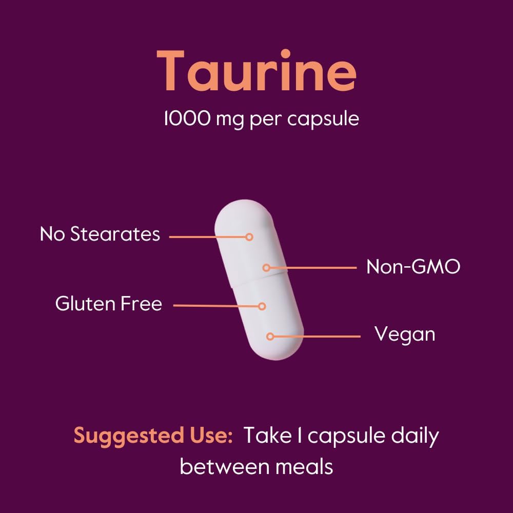 BESTVITE Taurine 1000mg – 240 Vegetarian Capsules – Pure Amino Acid Supplement – Vegan, Non-GMO, Gluten-Free - görsel 5
