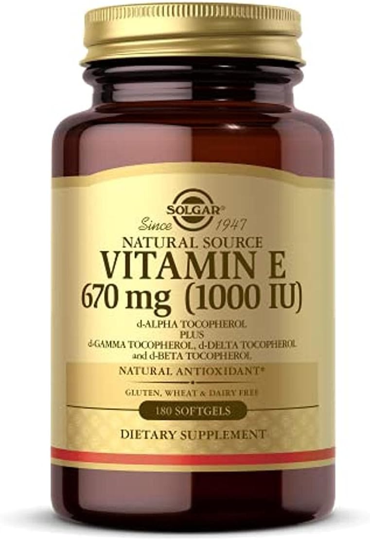 Solgar Vitamin E 670 mg (1000 IU), 180 Softgels – Natural Antioxidant, Skin & Immune System Support – Naturally-Sourced Vitamin E – Gluten-free, Dairy-free – 180 Servings - görsel 1