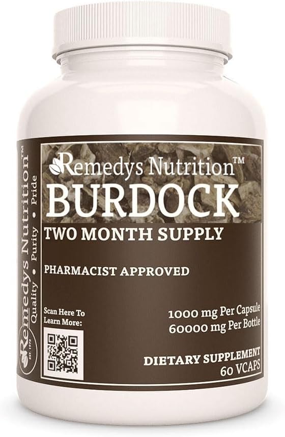 Remedy's Nutrition Burdock Root - 1000mg, 60 Vegan Capsules with Quercetin & Vitamin C - görsel 1