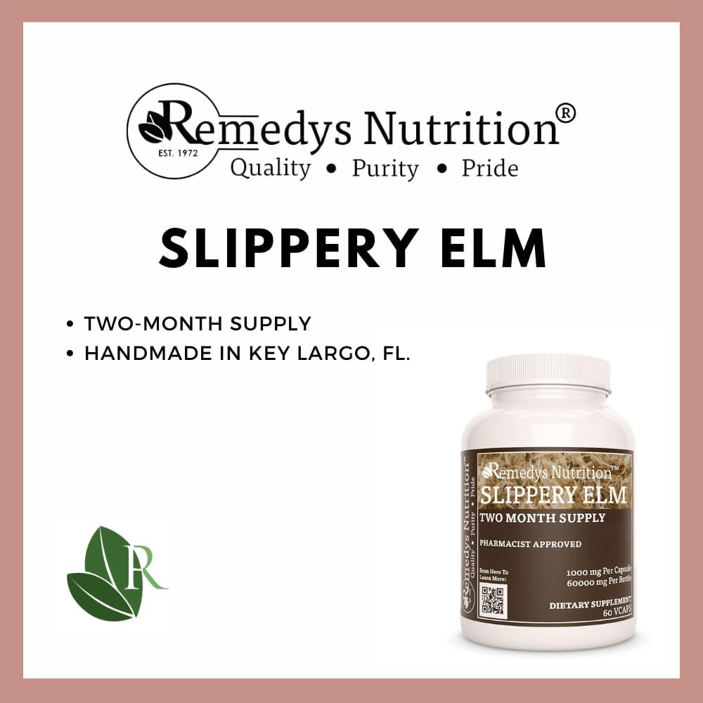 Remedy's Nutrition Slippery Elm Bark | 1,000 mg, 60 Vegan Capsules - görsel 3